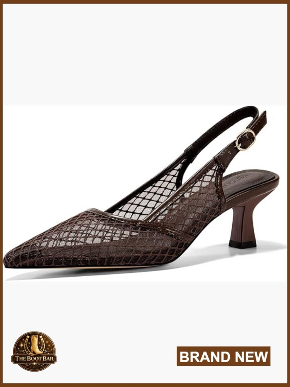 Women's Slingback Kitten Low Heels Mesh Pumps Pointed Toe Wedding Work Dress